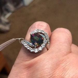Mystic Topaz and White Zircon Sterling Silver Ring